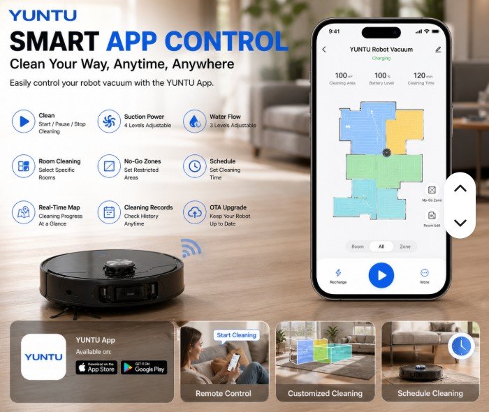 AI Vision Robot Vacuum with Hot Water Self-Cleaning Dock